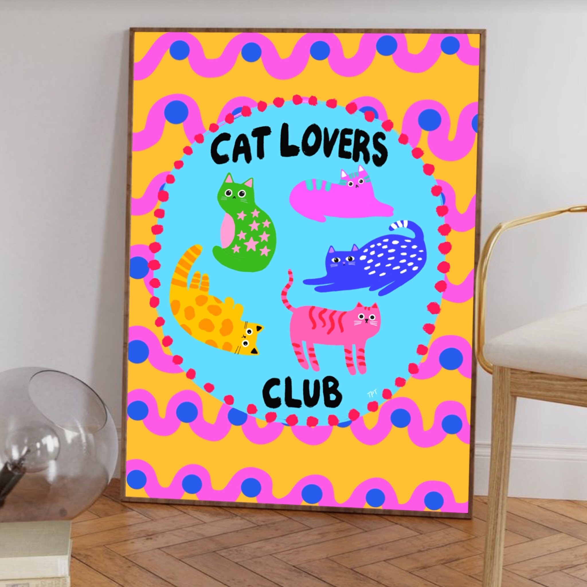 Cat Lovers Club print Funny Gifts Funny Print Wall Decor