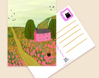 Pink Cottage postcard