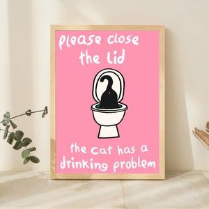 Funny Cat Print: 'Close The Lid' Colourful Home Illustration image 3