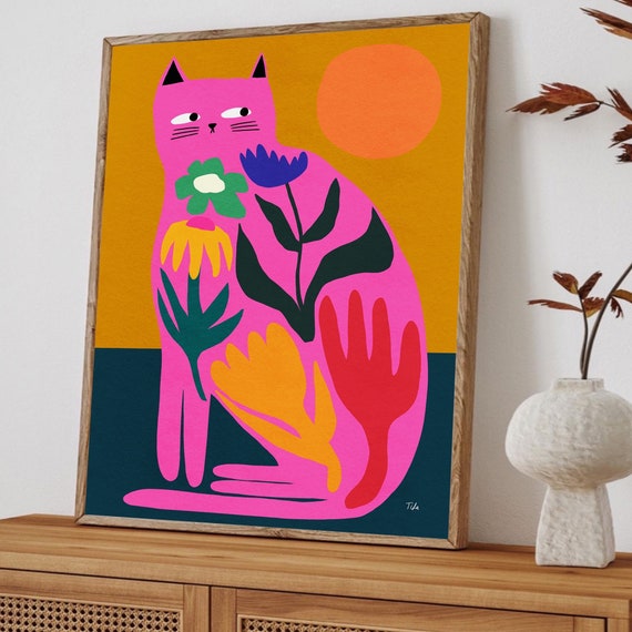 Floral Cat print
