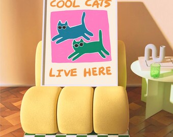 Cats Art Print – Funny Feline Home Decor