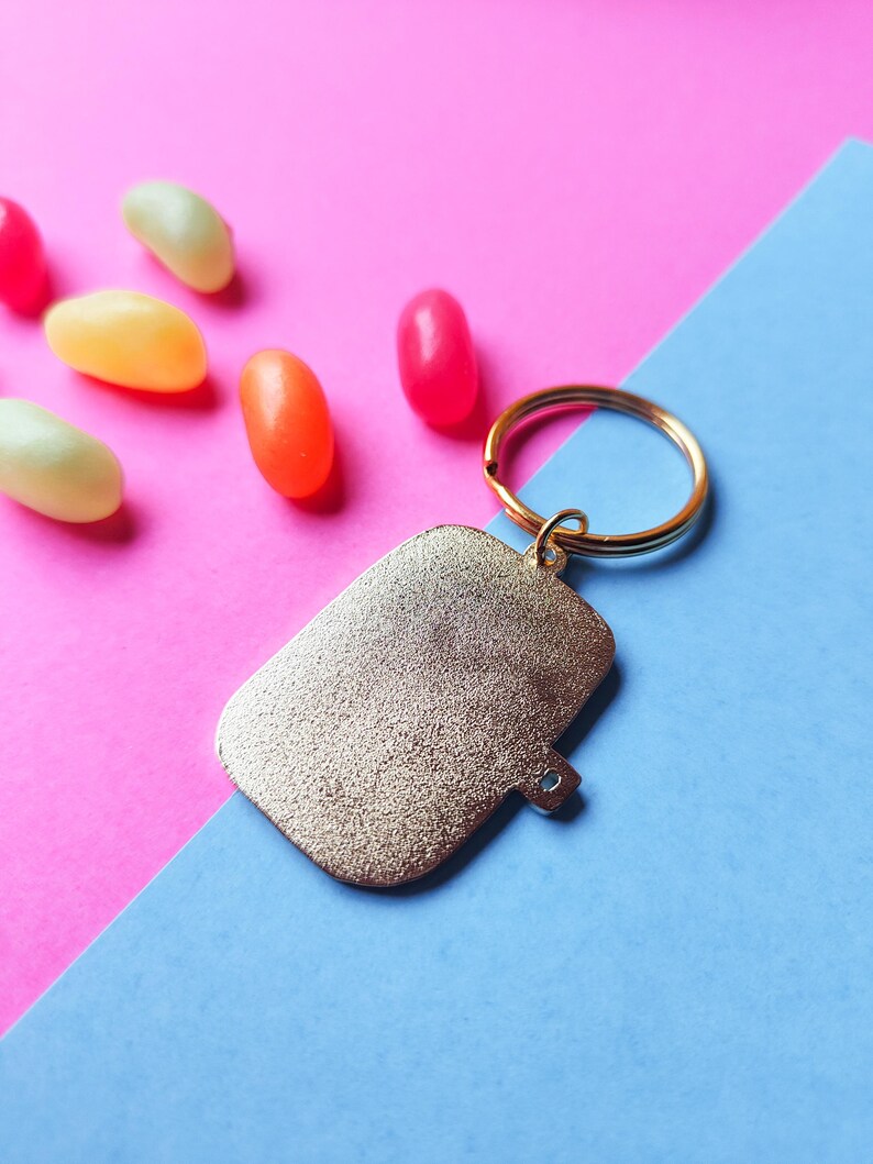 Cat and Sardines Enamel Keychain Keyring, Gifts, Gift Ideas, Gifts for