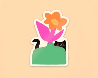 Flower Cat vinyl sticker