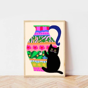 Pretty Jug print - Pattern Art, Pattern Print, Interior Decor, Wall Hanging, Cat Illustration