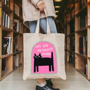 黒猫トートバッグ - バッグ、ショッピングバッグ、トートバッグ、キャンバスバッグ、エコフレンドリーバッグ、ショルダーバッグ