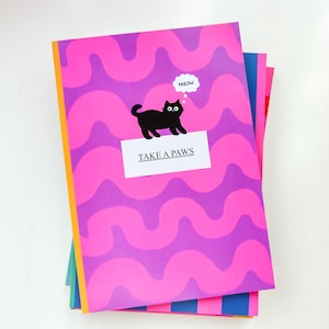 Take A Paws Notebook - Notebooks, Journals, Stationary, Books, Cat Jotter, Jotters, Writing, Gift Ideas, Gifts, Pattern