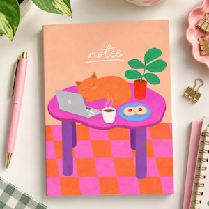 Cat Jotter-anteckningsbok: Orange katt, linjerad A5-anteckningsbok
