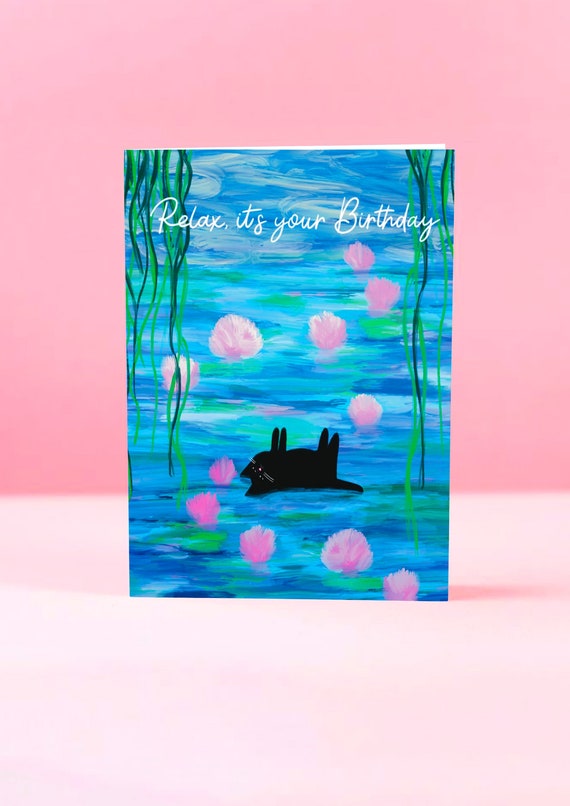 Floating Cat greetings card