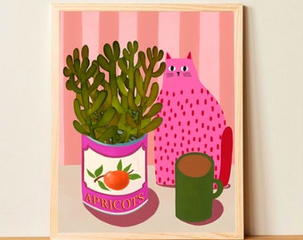 Pink Cat print