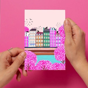 Carte postale Cats In Paris - Colorée, cadeaux, cartes, cartes postales, Idées cadeaux, félins, chats, cadeau pour des amis, impression A6, mini impressions, chats noirs