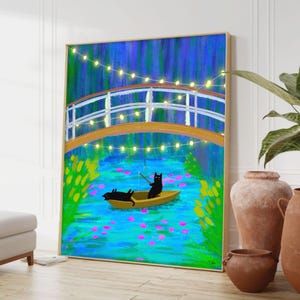 Fishing Cats Art Print: Feline Funny Art