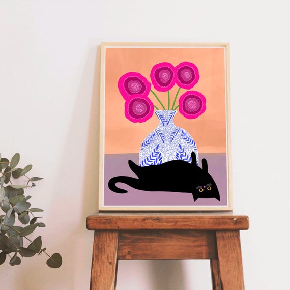 Upside Down Cat print - Gifts for Friends, Homeware Gifts, Cat Wall Hanging, Cat Poster