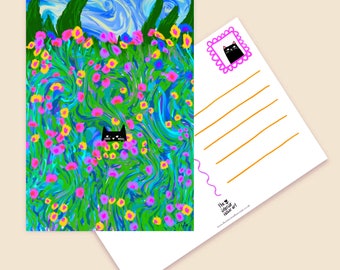Carte postale chat des prés