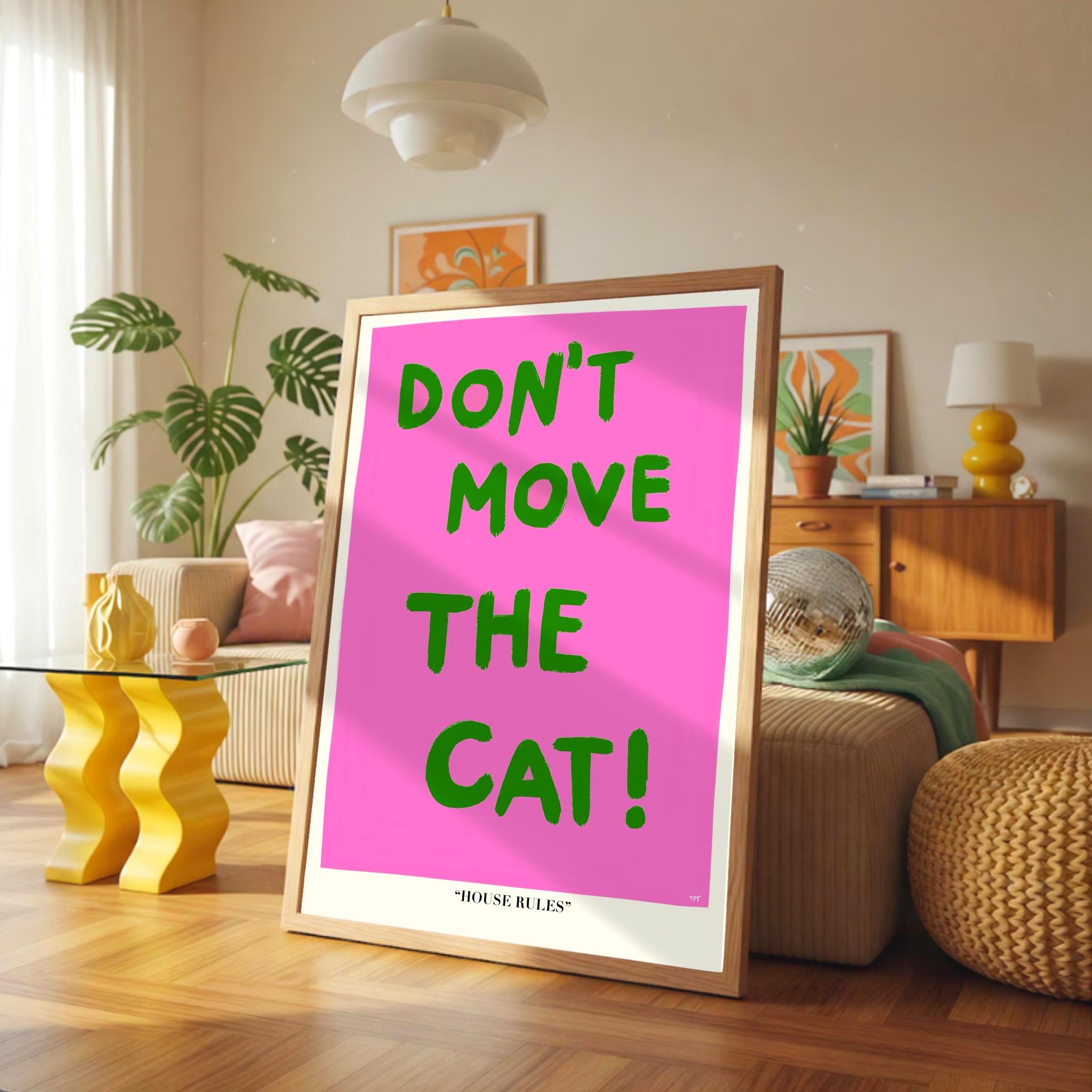 House Rules Cat Print: Colourful Feline Art