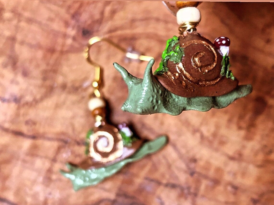 Snearrings Garden Snail Earrings snail earrings garden Etsy