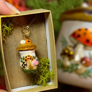 Merry Mushroom Canister Necklace: Hand-Sculpted Cottagecore Jewelry