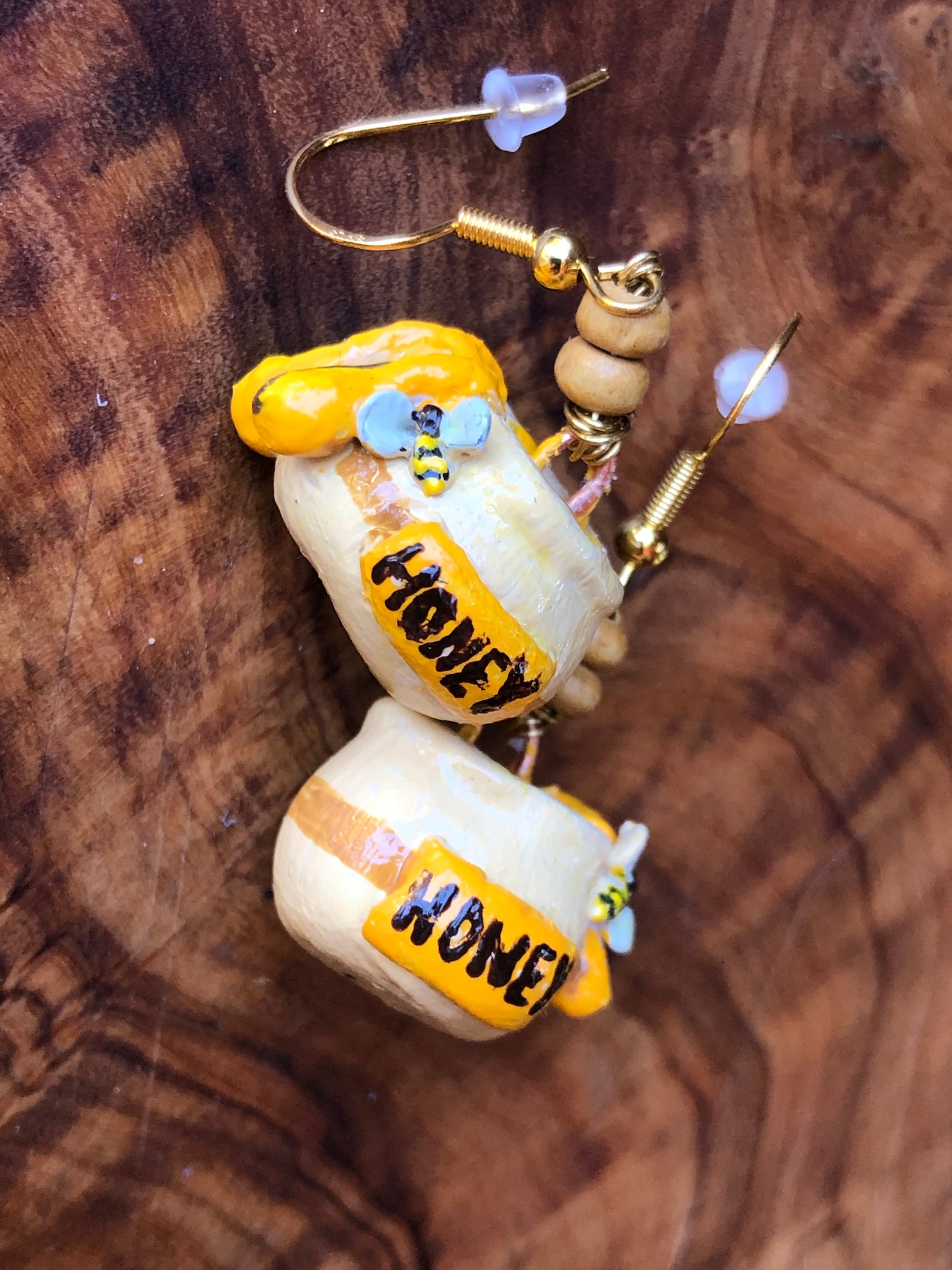 Honey Pot Earrings filled with honey and honey bee hunny pot Etsy