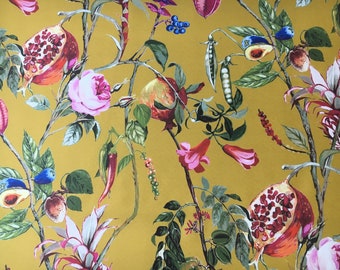 Yellow /& Brown Autumn Floral 100/% Cotton Curtain Edinburgh Weavers Fabric.