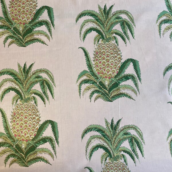 Schumacher Pineapples Cotton Poplin Blush Curtain Fabric , cushion, craft fabric by the meter B5984