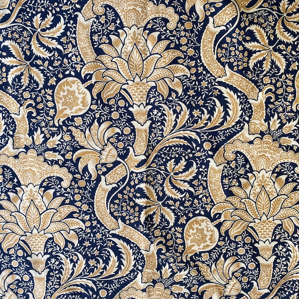 William Morris & Co Indian black and gold  Health Curtain fabric , cushion, craft,  fabric by the meter  100cm  long