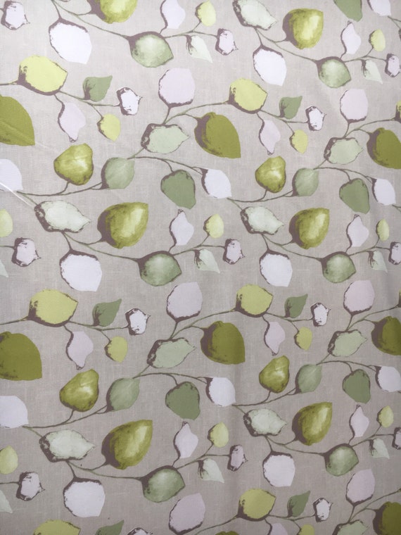 Harlequin Linen Effect Fabric Green Leaves Curtain Fabric Etsy