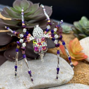 Beaded Christmas Spider Ornament: Glass Crystal Suncatcher