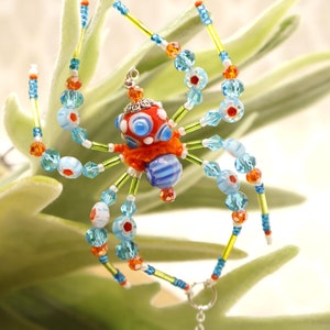 Beaded Christmas Spider Ornament: Glass Crystal Suncatcher