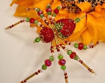 Christmas Spider Ornament - Handmade Beaded Holiday Décor Inspired by the Christmas Legend