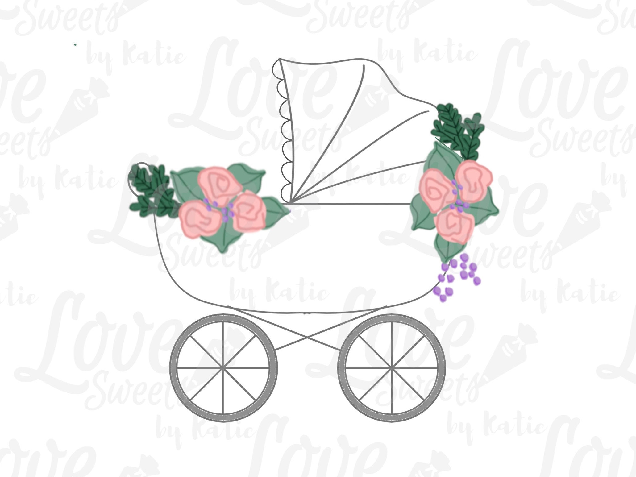 Baby Carriage Template Fondant