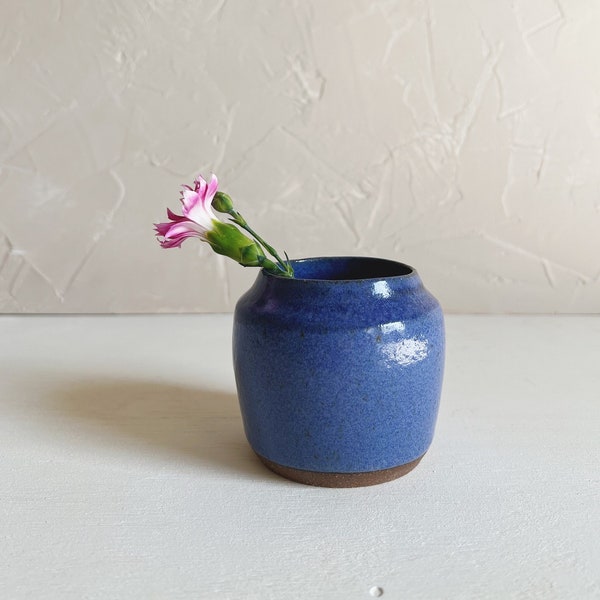 Blue Minimal Vase | Handmade Stoneware Vase | Ceramic Navy Blue Vase | Home Decor | Pottery Vase