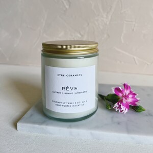 Reve | Baccarat Scented Candle | Jasmine, Saffron, and Cedar | Floral Candle | Coconut Soy Wax | Cruelty Free + Non Toxic