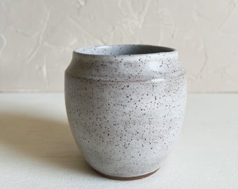 Handmade Speckled Ceramic Vase | Modern Stoneware Vase | White Vase | Flower Home Decor