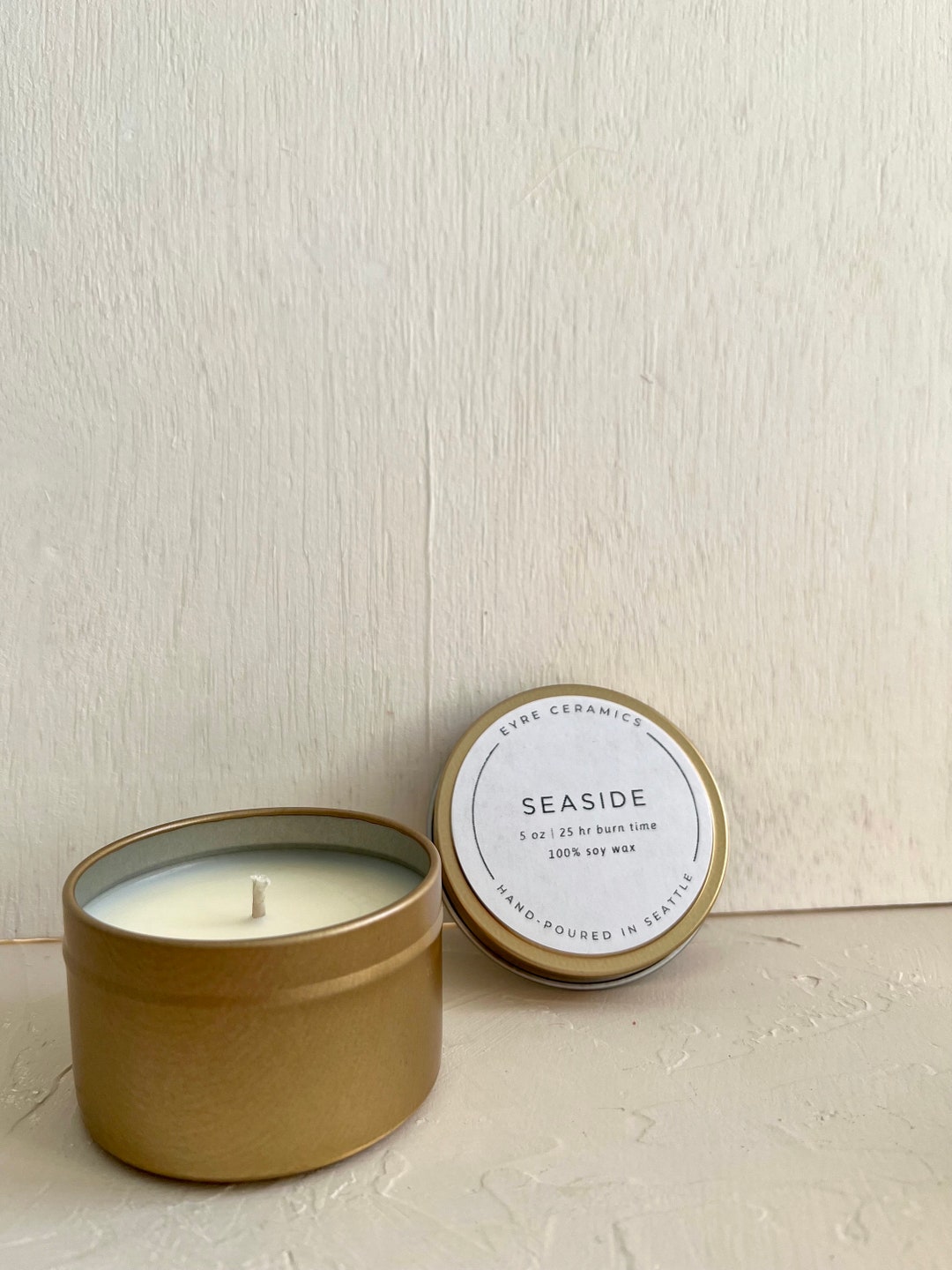 Gold Tin Soy Candle Various Scents 5 Oz Candle Nontoxic Candle