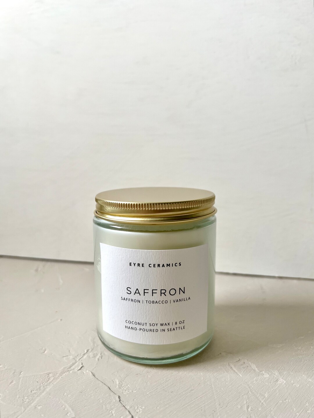 Saffron Saffron, Tobacco, and Vanilla Scented Candle Coconut Soy Wax