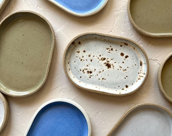 Handmade Ceramic Small Catchall Tray | Minimalist Jewelry Dish, Bathroom Organizer | Gift For Dad