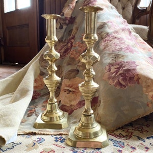 Antique Brass Pushup Candlesticks