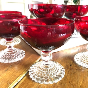 Rubinrote Sherbet / Champagnergläser, 8er Set