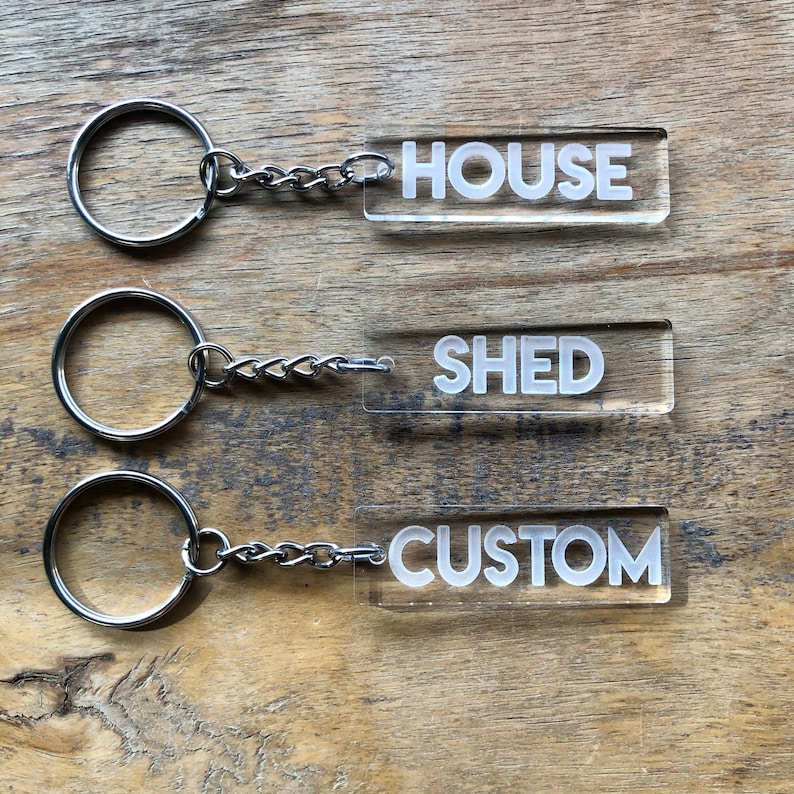 Key Organization Tag Clear Acrylic Keychain Laser Engraved Etsy