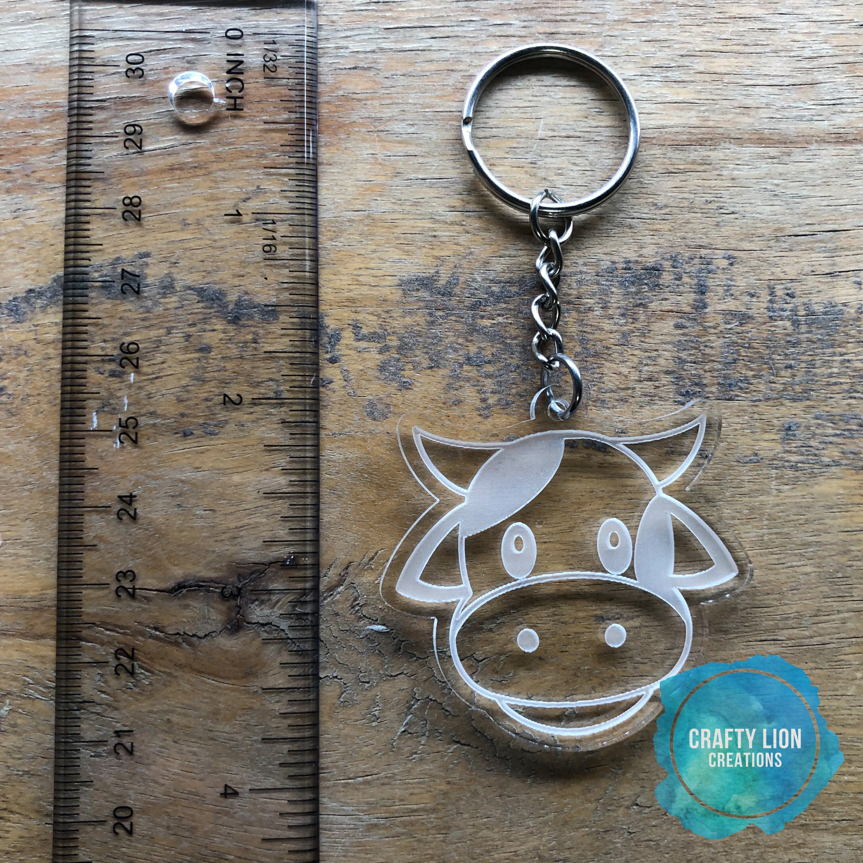 Cow Keychain Acrylic Keychain Laser Engraved Cute Emoji Etsy