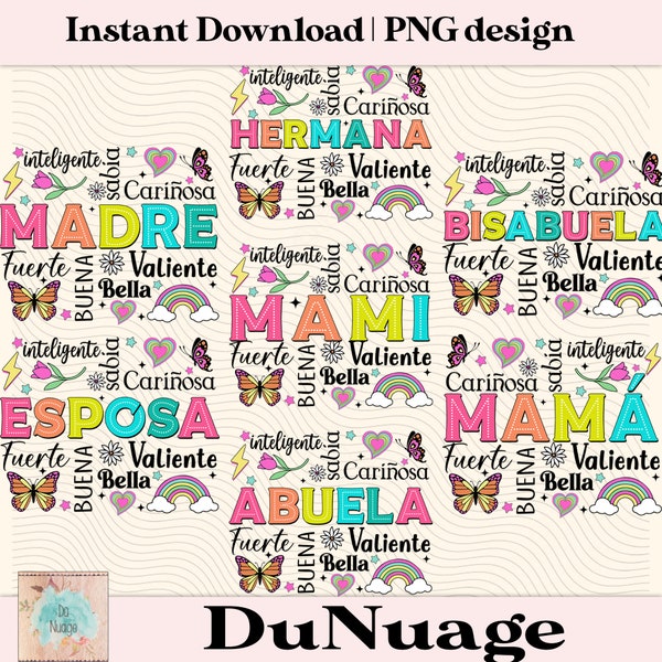 Mama Mandre Png Bundle, Happy Mother’s Day Png, Spanish Abuela Png, Latina Mom Png, Ella es Mamá Png, Instant Download