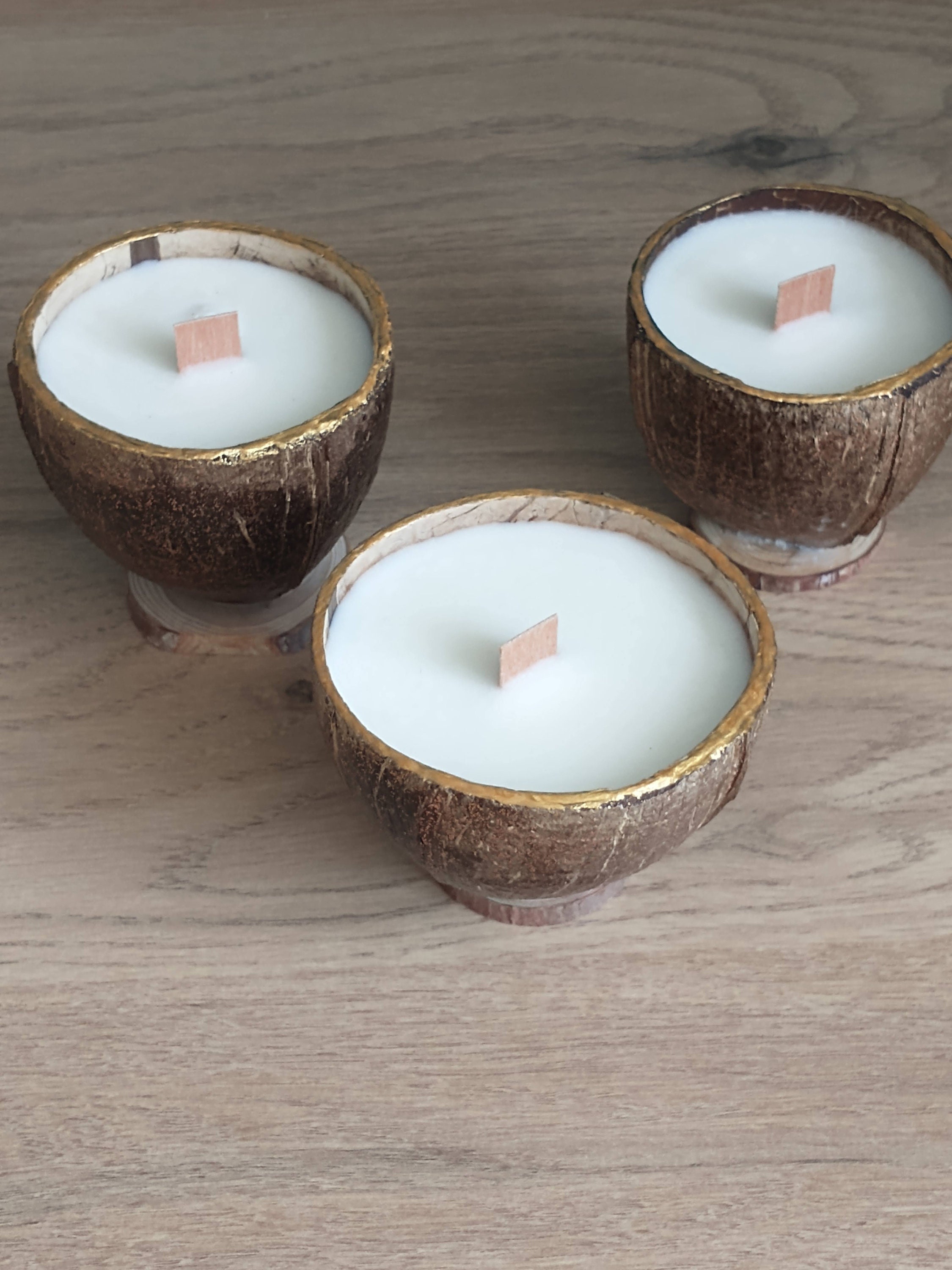 Bougie Dans Véritable Noix de Coco - Différentes Senteurs Vanille -Coco - Monoi ou Sans Parfum -Cire