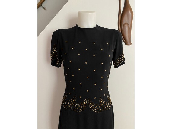 Vintage 1940’s Gold Star Celestial Dress