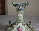 Antique Moriage Nippon Vase Hand Painted Roses Beading