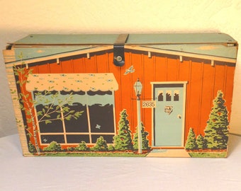 vintage cardboard dollhouse