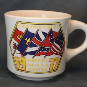 Vintage Boy Scout Flags over Florida Jamboree Mug 1977