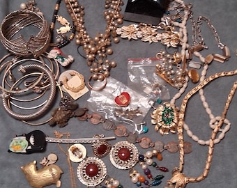 Vintage Jewelry Lot Earrings Bracelets Brooches 1+ lb
