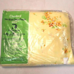 Lenzuolo Vintage Dan River Giallo Floreale Completo Aderente Dantrel