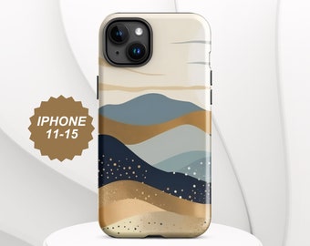 Abstract Mountain Scenery iPhone Case - Designed for iPhone 11, 12, 13, 14, 15, Mini, Plus, and Pro Max