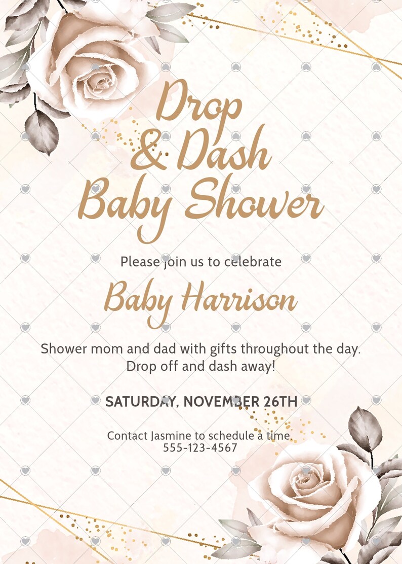 Drop and Dash Beautiful Bouquet Baby Shower Invitation New Etsy