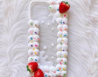 Decoden Phone Case, Strawberry Sprinkles Phone Case, Custom 3D Phone Case for iPhone 12/13/14/15/16/17 Pro Max iPad Galaxy, Food Phone Case